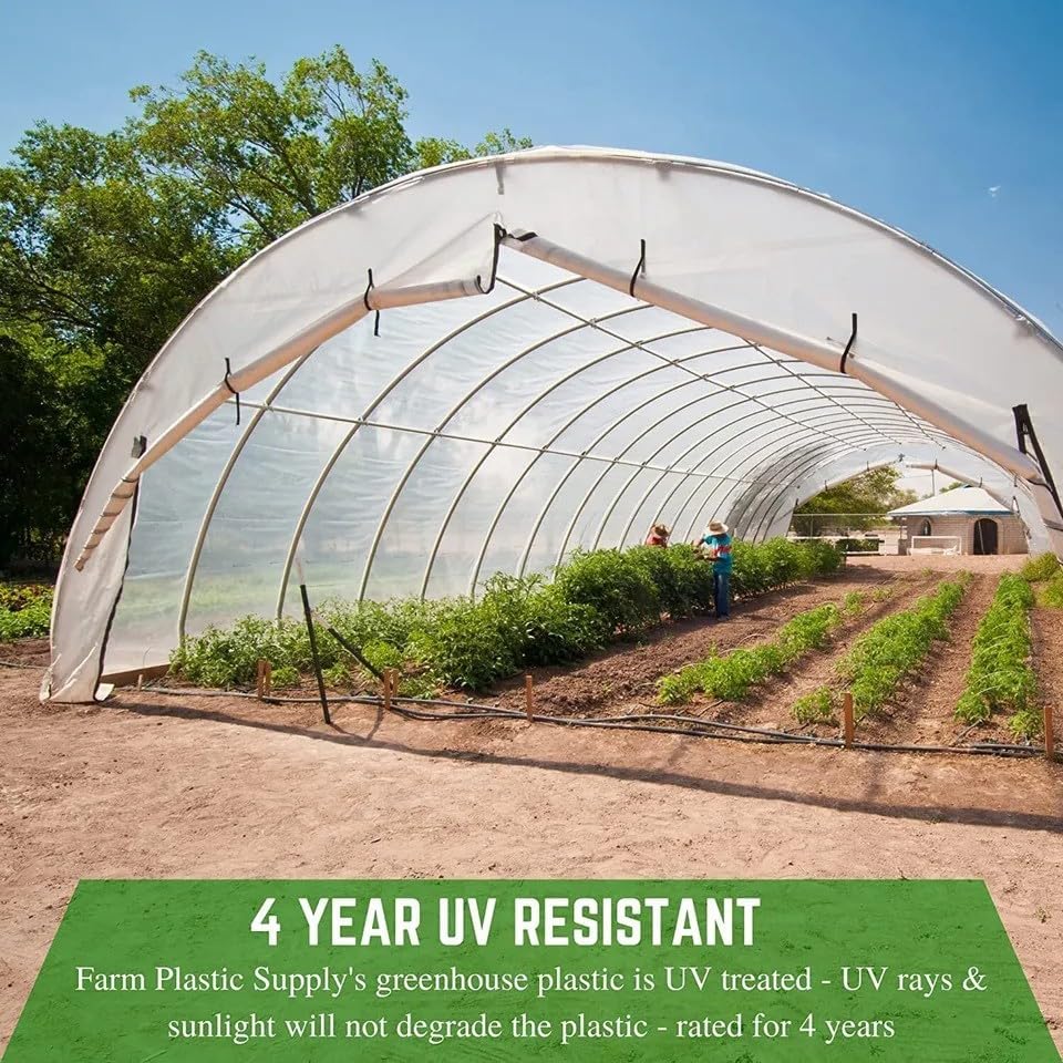 Farm Plastic Supply 4 Year Clear 6 mil Greenhouse Plastic Sheeting - Clear Sheeting, Polyethylene Film, Transparent Plastic Film (25' x 15')
