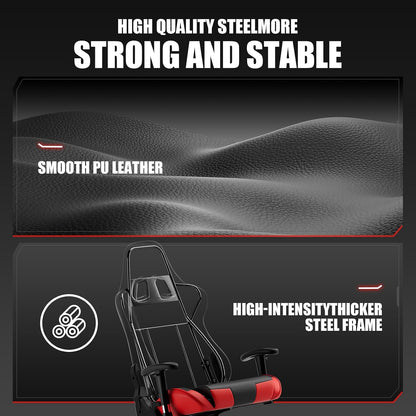 GTRACING Gaming Chair Racing Office Computer Ergonomic Video Game Chair Backrest and Seat Height Adjustable Swivel Recliner with Headrest and Lumbar Pillow Esports Chair (Red)
