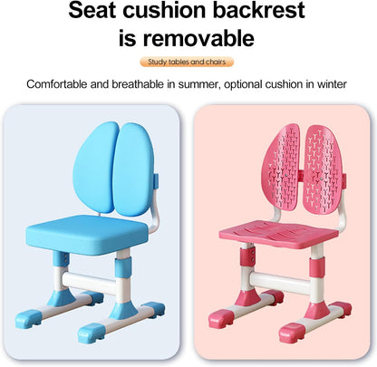Kids Desk and Chair Set | Adjustable Study Table with Bookshelf & Drawer, Astronaut Theme for Boys and Girls, Ages 3-18 (Pink/Blue) (Blue)