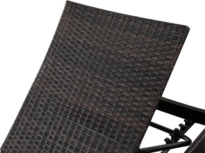 79'' Long Reclining Chaise Lounge Set (Set of 2), Outdoor Wicker Reclining Lounge Chair Patio Rattan Double Chaise Lounge Lawn Sunbathing Chairs Beach Pool Backrest Recliners (Set of 2)