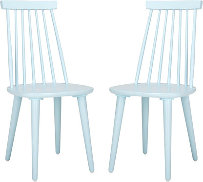 SAFAVIEH Furniture - Burris Side Chair Set of 2 - Pale Blue - Solid Wood - Modern Clean-Line Design - Ideal for Dining Room, Kitchen, Living Room, 17.7" Seat Height (AMH8511G-SET2)