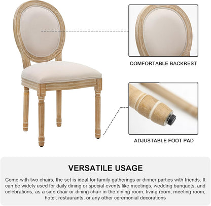 Furnimart French Country Vintage Dining Chairs Set of 8 Farmhouse Dining Chairs with Round Back and Solid Wood Legs, Oval Side Chairs for Kitchen Dining Room Living Room