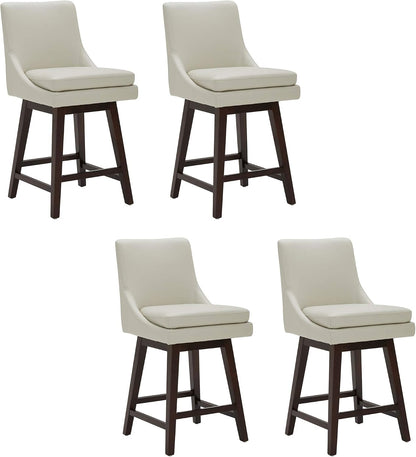 CHITA 26.8" Modern Swivel Counter Barstools, Creamy Grey Faux Leather, Set of 4