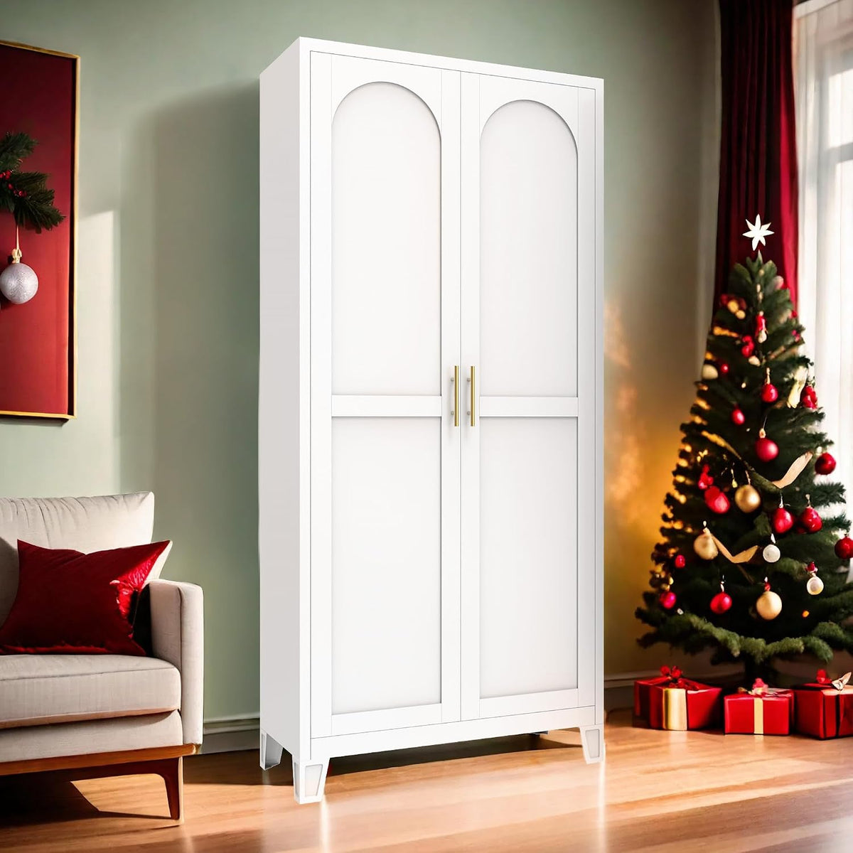 71" Pantry Cabinet, Kitchen Pantry Storage Cabinets with Adjustable Shelves,Metal Hutch for Kitchen, Dining Room, Living Room and Bathroom