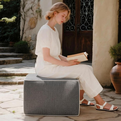 Outdoor Square Ottoman,Pouf Foot Rest for Patio Waterproof,Gray,20x20x14In | Patio Ottoman Footrest with High-Density Foam Filler Perfect as Waterproof Footstool,Extra Seating for Deck Garden Poolside