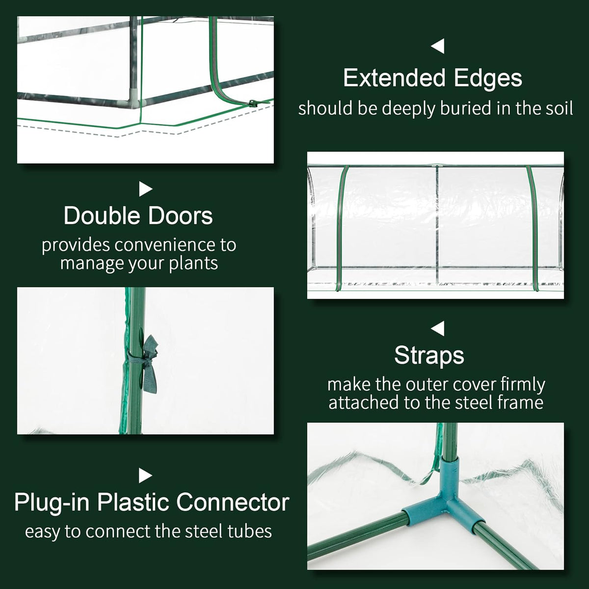 Outsunny 7' x 3' x 2.5' Mini Greenhouse, Portable Tunnel Green House with Roll-Up Zippered Door, UV Waterproof Cover, Steel Frame, Clear