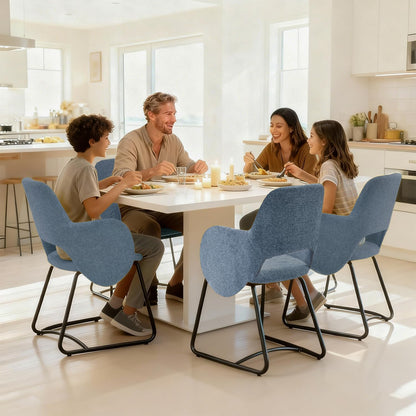 Mid-Century Modern Dining Chair, Upholstered Single Chair with Armrests, 350 lbs Weight Capacity, 22" Wide Seat, Chenille Fabric, Ergonomic Back Support for Kitchen/Dining Room/Cafe/Resturant