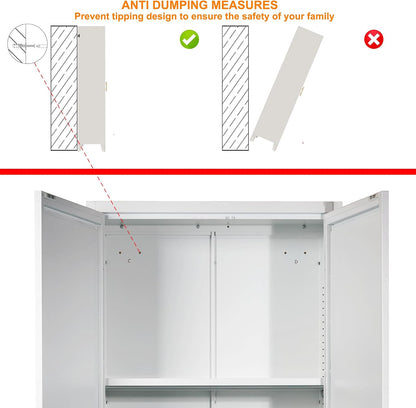 RYH Metal Pantry Cabinet with Doors & 3/4 Shelves, Kitchen Storage Cabinet, Large White Utility Cupboard for Kitchen, Dining Room, Office, Living Room (Black, 70.87" H×31.5" W×15.7" D)