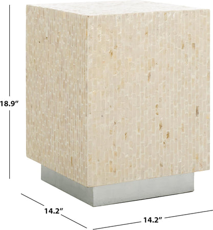 SAFAVIEH Home Collection Scarlett Natural & Silver Capiz Shell Square Accent Table (Fully Assembled)