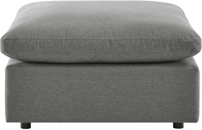 Modway Commix Outdoor Patio Overstuffed Sectional Sofa Ottoman in Charcoal