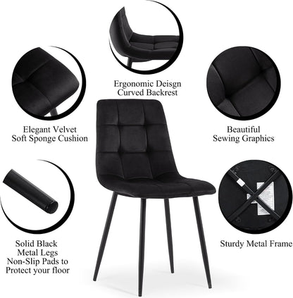 Homedot 5-Piece Round Dining Table Set for 4, 37-Inch Gray Kitchen Table with 4 Seated Black Dining Chairs Set for Apartment/Dining Hall, Compact Breakfast Nook Table Set