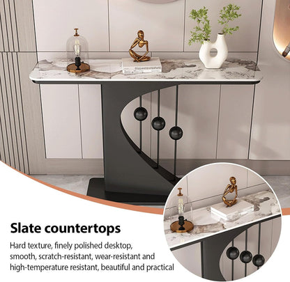 Faux Marble Console Table,Narrow Long Entryway Table,with Geometric Metal Frame,with Marble Tabletop,for Corridor/Entrance/Living Room/Bedroom,for Small Spaces(F,120cm/47.2in)