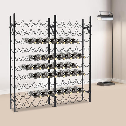 10-Tier Wine Rack for 100 Bottles - Black Metal Wine Bottle Holder Stand with Horizontal Storage, Easy Assembly, and Elegant French Quarter Design for Home, Bar, and Cellar Display