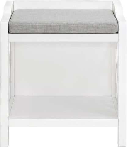 Alaterre Furniture Coventry Bench Stool with Cushion - Pine Wood Bench for Entryway or Bathroom Storage - Use as Shoe Rack, Vanity Chair and More (White)