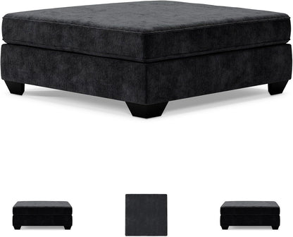 Signature Design by Ashley Lavernett Contemporary Square Oversized Accent Ottoman, Dark Gray