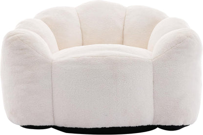 Bean Bag Chair for Adults, Floral Shaped Bean Bag Single Sofa, Ultra Soft Faux Fur Floor Sofa, Oversize Reading Chair for Living Room,Bedroom, Study, Beige,