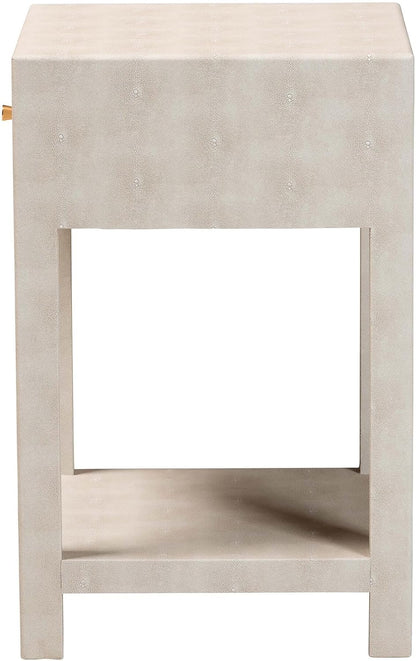 Baxton Studio Dansby Modern Beige Faux Shagreen 1-Drawer End Table
