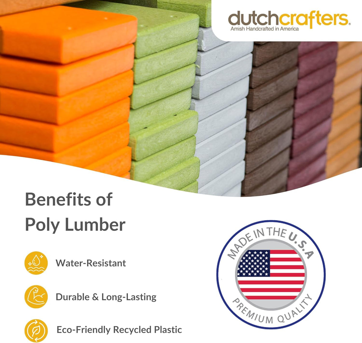 DutchCrafters Ottoman – Amish Made, HDPE Outdoor, Weather Resistant Patio Footrest Furniture for Porch, Deck & Backyard Relaxation, Weatherwood & Black