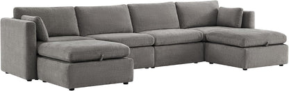 CHITA Oversized Modular Sectional Fabric Sofa Set, Extra Large U Shaped Couch with Reversible Chaise, 146 inch Width, 6 Seat Modular Sofa with Storage Ottamans, Grey | Oversized Modular Sectional Sofa Set, FSC Certified, U Shaped Couch, with Reversible