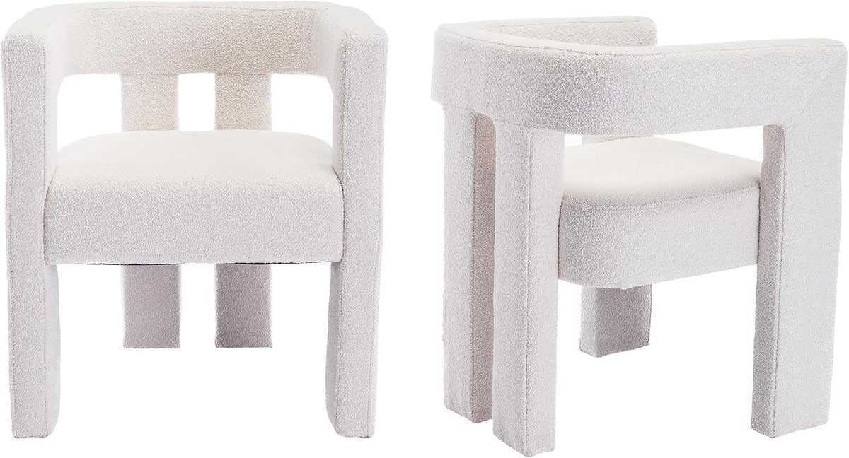 Tmsan Boucle Accent Chairs Set of 2, Modern Barrel Dining Chairs, Sherpa Armchair Comfy Upholstered Side Chair for Living Room Kitchen Reception (Beige, Set of 2)