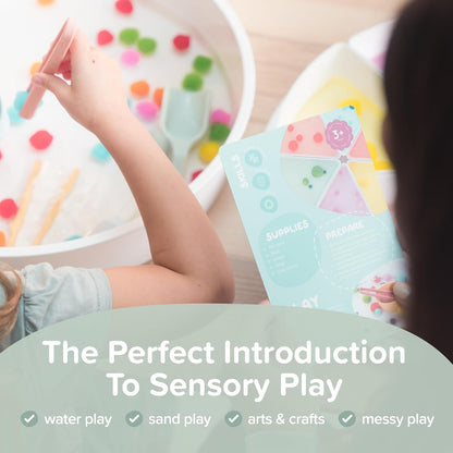 Starter Bundle | Sensory Bin with Lid | Tuff Tray Accessories | Sensory Bin and Lid | Includes 1 PlayTRAY, 6 Compartments, Activity Cards, Bowl, Mini Scoop, Dropper