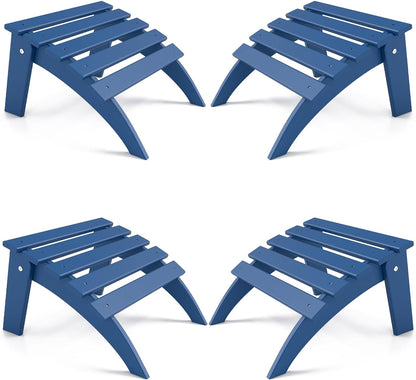 FOOWIN Folding Adirondack Ottoman Set of 4, HDPE All Weather Adirondack Footrests, Ottoman for Adirondack Chair,Patio Footstool for Outside Easy Storage,for Patio, Backyard, Porch, Garden, Navy Blue