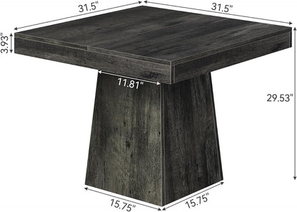 LITTLE TREE Dining Table for 4 People, 31.5-Inch Square Small Kitchen Table, Farmhouse Dinner Table with Sturdy Pedestal Base for Restaurant, Dining Room, Living Room, Grey