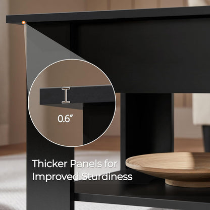 Yaheetech Wooden Coffee Table, Lift Top Coffee Table with Large Hidden Storage Shelf, Lift Tabletop Dining Tables for Living Room, Home Small Space, 38.6in, Black