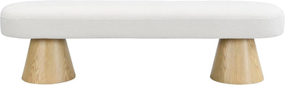 Christopher Knight Home Manila 64" Oval Dining Bench, Boucle Ottoman Bench, Large Dining Chair, Entryway Bench, Comfort Long Footstool for Living Room Dining Room, No Assembly Needed, Beige
