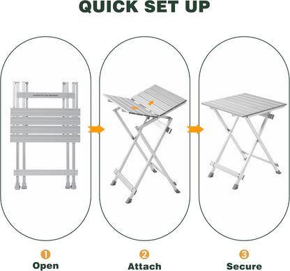 SUNNYFEEL Folding Camping Table - Lightweight Aluminum Portable Picnic Table for Cooking, Beach, Hiking, Travel, Fishing, BBQ, Indoor Outdoor Small Foldable Camp Tables