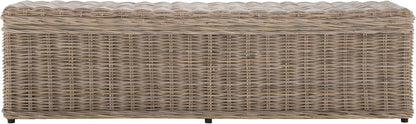 SAFAVIEH Furniture - Caius Rattan Trunk - Grey - Rattan - Coastal Woven Design - Ideal for Living Room, Entryway, Bedroom, 63" W x 18.1" D x 18.7" H - Fully Assembled (SEA7017A)