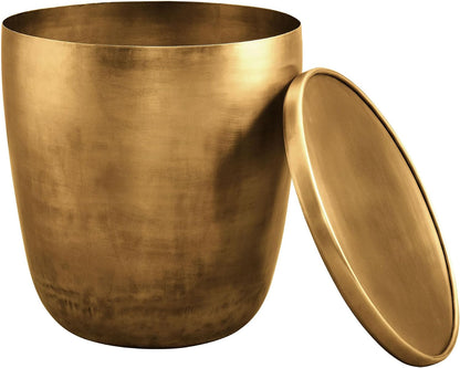 Modway Viora Metal Storage Side End Table in Burnished Brass - Modern Small Accent Table with Removable Lid