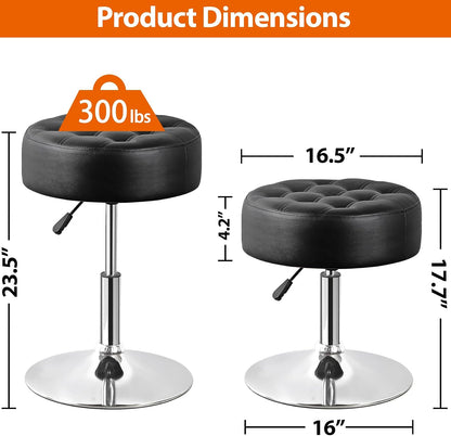 SUPER DEAL Vanity Stools for Makeup, Vanity Ottoman Chair with Adjustable Height and 360° Swivel for Makeup Room Bedroom Living Room, Black