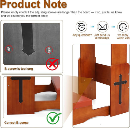 Prayer Kneeler Bench with Book Rest, Adjustable Height Foldable Kneeling Bench with Thick Padding, Portable Prayer Stool for Home, Church and Meditation