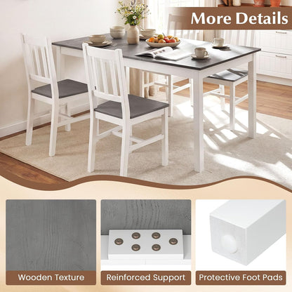 GIANTEX 7-Piece Dining Table Set for 6, Rectangular 60-inches Kitchen Table and 6 Dining Chairs with Rubber Wood Legs, Protective Foot Pads, Farmhouse Dinette Set for Dining Room, Restaurant (Gray)
