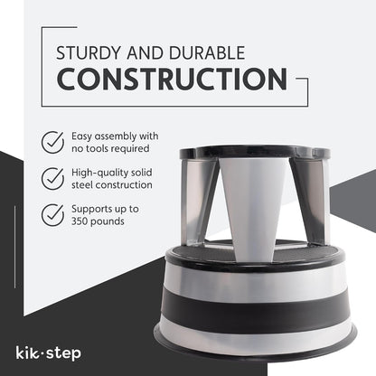 Cramer Kik Step Steel Step Stool - Two Step Stool, Holds 350 lbs (Silvertone)