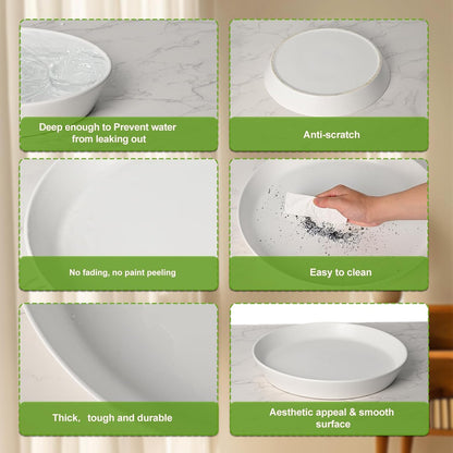2 Pack Ceramic Plant Saucer 4 Inch, Heavy Duty Plant Pot Tray for Indoor & Outdoor, Glazed Ceramic Plant Drip Trays