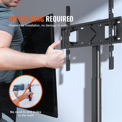 VEVOR TV Stand Mount, Adjustable Swivel Floor Stand for 32-65 Inch TVs, Portable with Tempered Glass Base, Height Adjustable for Living Room or Bedroom