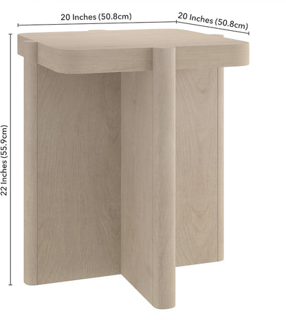 Henn&Hart 20'' Modern Wooden Square End Table, Side Table, Nightstand with X-Base for Living Room, Office, Family Room, or Bedroom, Alder White