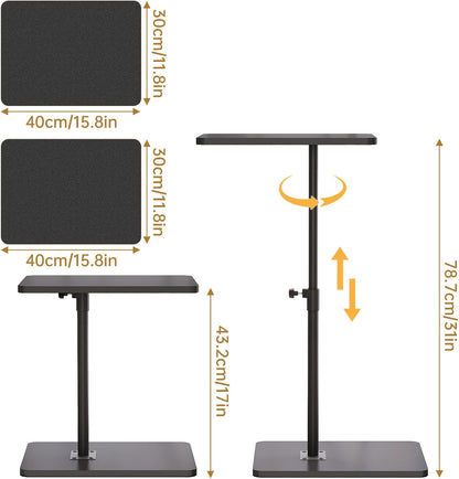 NiHome Minimalist Height Adjustable End Table, 360° Rotatable Sofa Armrest Side Tray Table, Adjustable Legs Space-Saving Couch Bedside TV Tray C-Shaped End Table Snack Table for Eating(Black)