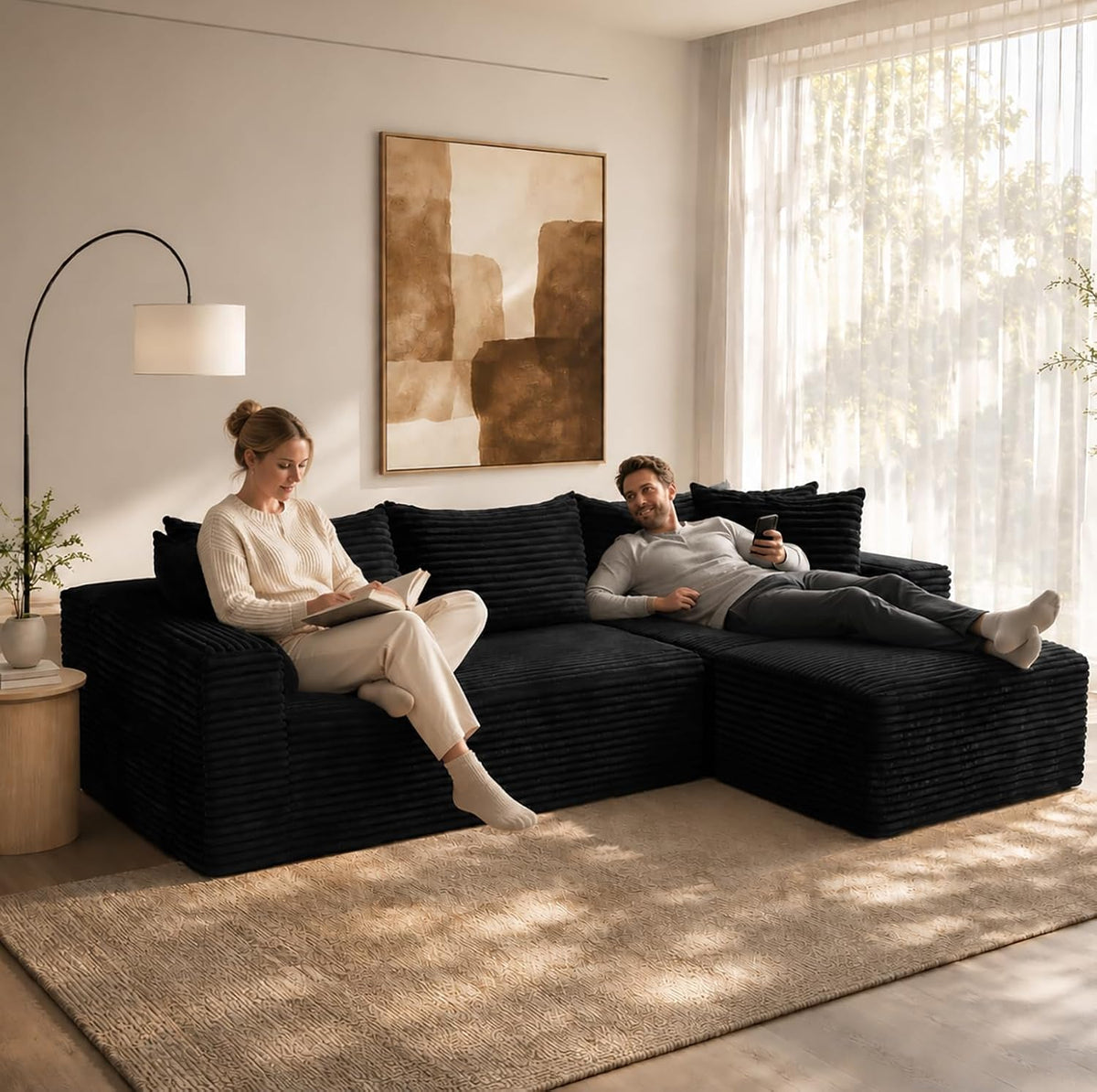 96" Cloud Sectional Couches with Chaise for Living Room