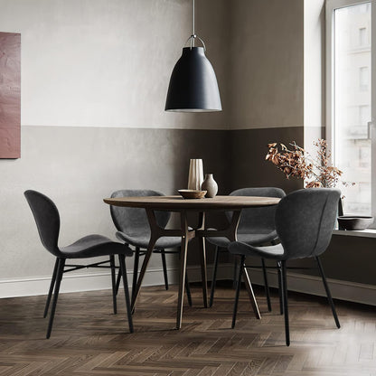 Modern Dining Chair Set of 4, Comfortable Dining Room Chairs with Thick Cushions, Faux Leather Upholstered Kitchen Armless Side Chairs, Wooden Leg for Home, Kitchen, Grey