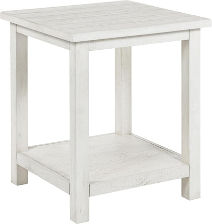 Coaster Home Furnishings - Payne - Wood - Square End Table with Lower Shelf, Open Storage and Rustic Style - Living Room - 20-Inch - White - 710556