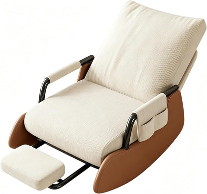 Foldable Indoor Rocking Chair with Detachable Footrest | Adjustable Recliner Rocker Chair