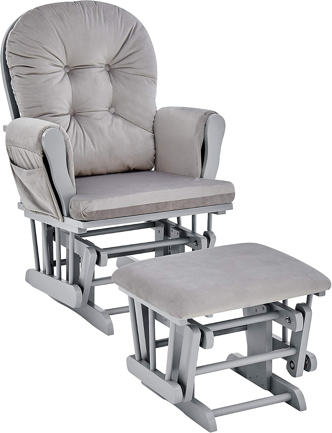 GOWE Mason Glider and Ottoman Gray Wood and Light Gray Fabric