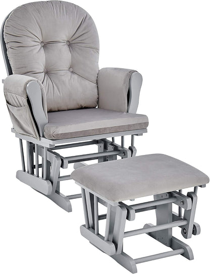 GOWE Mason Glider and Ottoman Gray Wood and Light Gray Fabric
