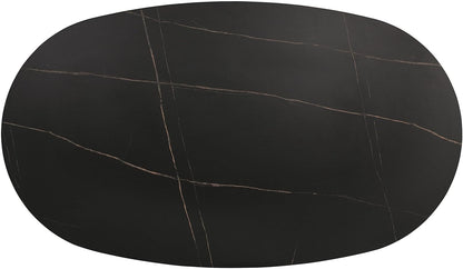 Homes: Inside + Out Elara Modern 54-inch Oval Dining Table with Fluted Pedestal Base, Seats up to 4, for Home Kitchen, Living Room, Black
