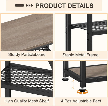 Snughome Entryway Table, Narrow Console Table, Industrial Sofa Table with 5 Tier Storage Shelves, Entrance Table for Hallway, Behind The Couch, Living Room, Foyer, Grey