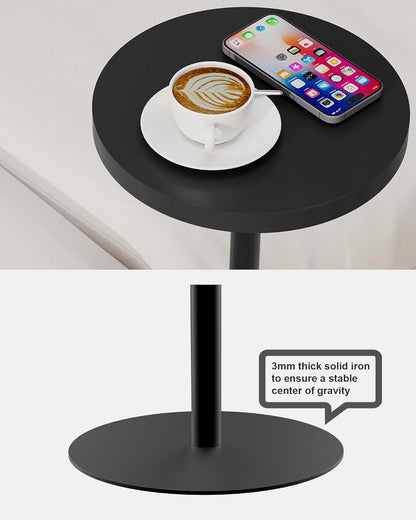TUTOTAK Tall Round Side Table, Small End Table, Beside Table, Drink Table, Pedestal Side Table, livingroom, Black TB01BK065