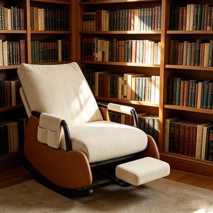 Foldable Indoor Rocking Chair with Detachable Footrest | Adjustable Recliner Rocker Chair